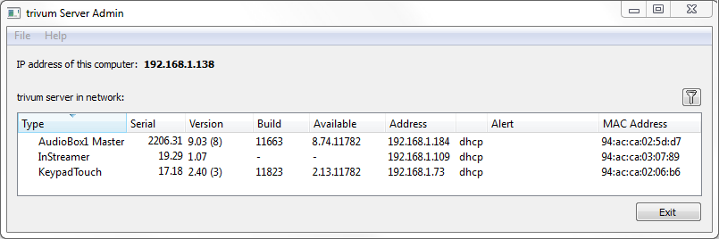 screenshot trivum serveradmintool